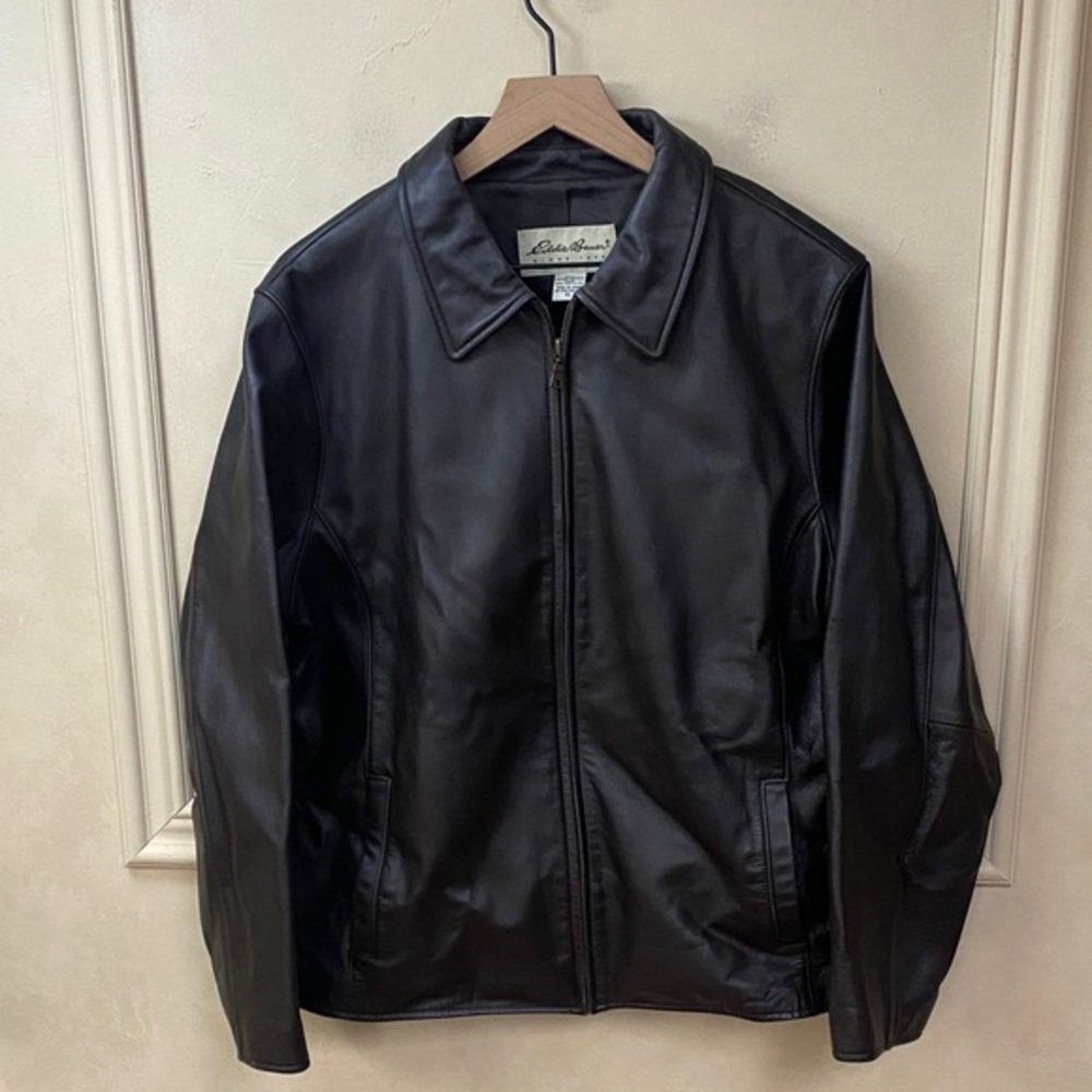 Eddie Bauer Leather Bomber Jacket XL Brown Style 1466 Vintage Moto Pre-owned
